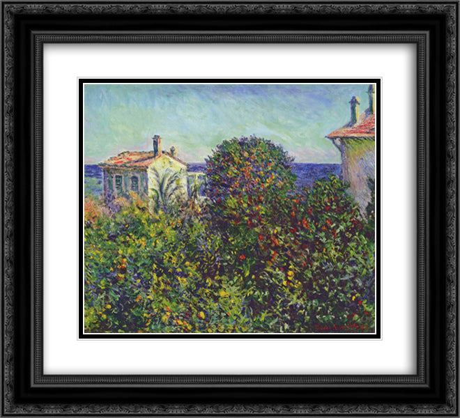 Bordighera, the House of Gardener 22x20 Black Ornate Wood Framed Art Print Poster with Double Matting by Monet, Claude