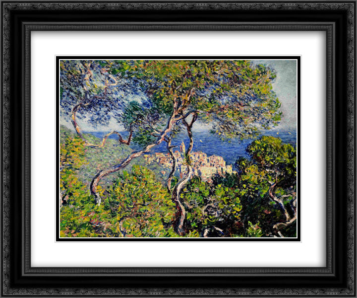 Bordighera 24x20 Black Ornate Wood Framed Art Print Poster with Double Matting by Monet, Claude