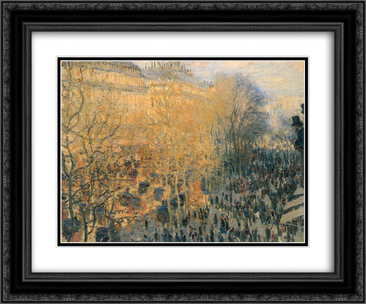 Boulevard of Capucines 24x20 Black Ornate Wood Framed Art Print Poster with Double Matting by Monet, Claude