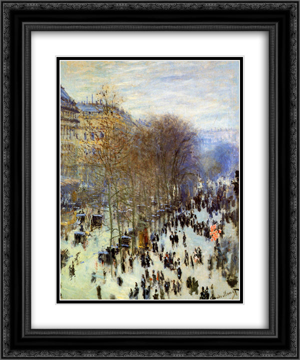 Boulevard of Capucines 20x24 Black Ornate Wood Framed Art Print Poster with Double Matting by Monet, Claude