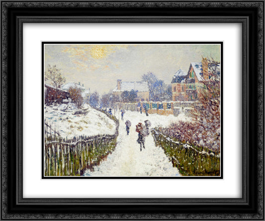 Boulevard Saint-Denis, Argenteuil, in Winter 24x20 Black Ornate Wood Framed Art Print Poster with Double Matting by Monet, Claude