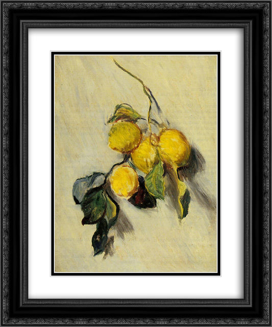 Branch of Lemons 20x24 Black Ornate Wood Framed Art Print Poster with Double Matting by Monet, Claude