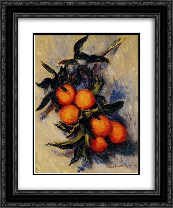 Branch of Orange Bearing Fruit 20x24 Black Ornate Wood Framed Art Print Poster with Double Matting by Monet, Claude