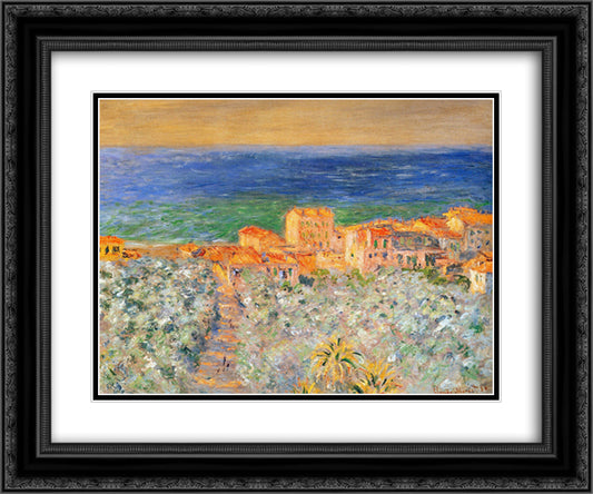 Burgo Marina at Bordighera 24x20 Black Ornate Wood Framed Art Print Poster with Double Matting by Monet, Claude