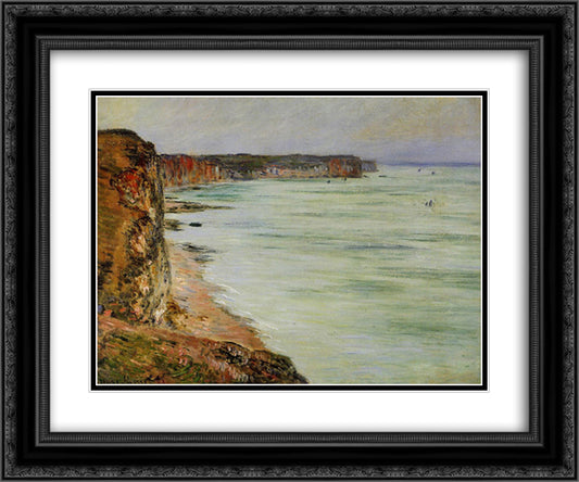 Calm Weather, Fecamp 24x20 Black Ornate Wood Framed Art Print Poster with Double Matting by Monet, Claude