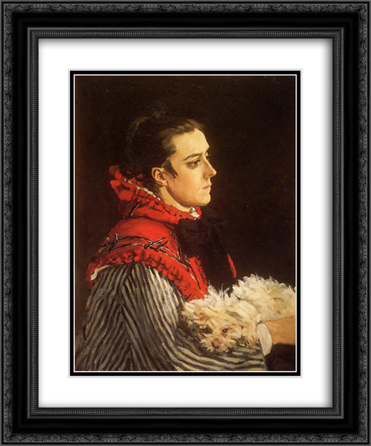 Camille with a Small Dog 20x24 Black Ornate Wood Framed Art Print Poster with Double Matting by Monet, Claude