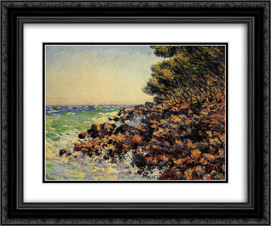 Cap Martin 24x20 Black Ornate Wood Framed Art Print Poster with Double Matting by Monet, Claude