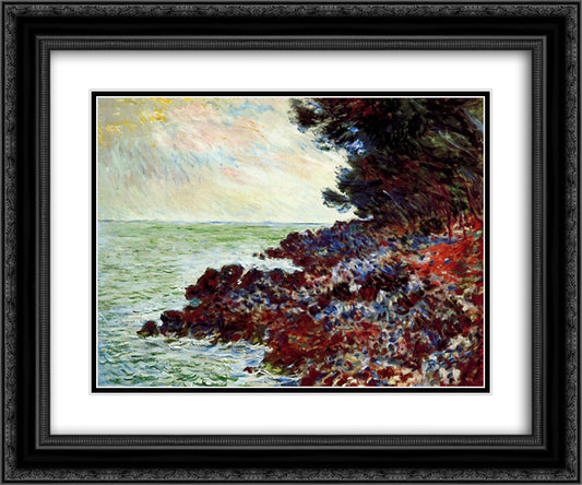 Cap Martin 3 24x20 Black Ornate Wood Framed Art Print Poster with Double Matting by Monet, Claude