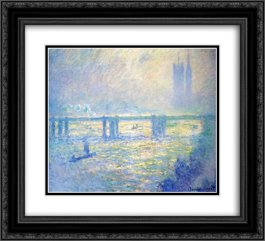 Charing Cross Bridge 03 22x20 Black Ornate Wood Framed Art Print Poster with Double Matting by Monet, Claude