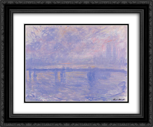 Charing Cross Bridge 09 24x20 Black Ornate Wood Framed Art Print Poster with Double Matting by Monet, Claude