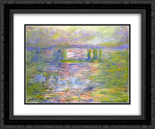 Charing Cross Bridge 2 24x20 Black Ornate Wood Framed Art Print Poster with Double Matting by Monet, Claude