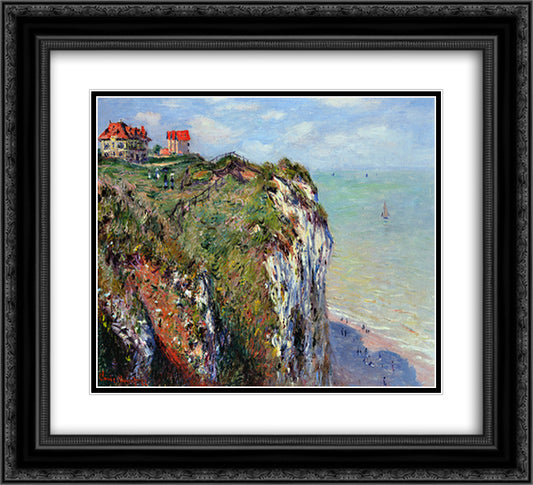 Cliff at Dieppe 22x20 Black Ornate Wood Framed Art Print Poster with Double Matting by Monet, Claude