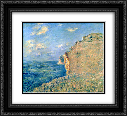 Cliff at Fecamp 22x20 Black Ornate Wood Framed Art Print Poster with Double Matting by Monet, Claude