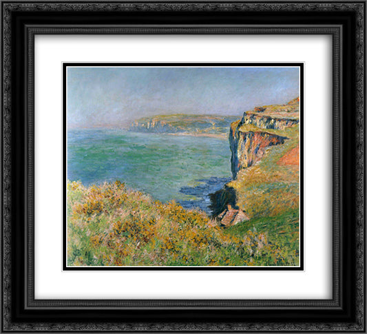 Cliff at Grainval 22x20 Black Ornate Wood Framed Art Print Poster with Double Matting by Monet, Claude