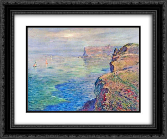 Cliff at Grainval near Fecamp 24x20 Black Ornate Wood Framed Art Print Poster with Double Matting by Monet, Claude