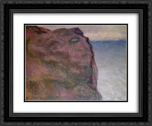 Cliff at Petit Ailly, at Varengeville 24x20 Black Ornate Wood Framed Art Print Poster with Double Matting by Monet, Claude