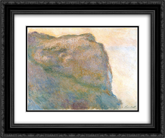 Cliff at Petit Ailly 24x20 Black Ornate Wood Framed Art Print Poster with Double Matting by Monet, Claude