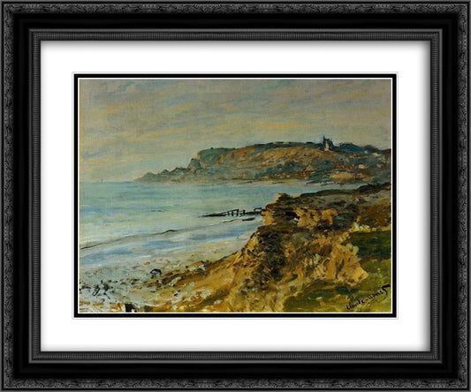 Cliff at Sainte-Adresse 24x20 Black Ornate Wood Framed Art Print Poster with Double Matting by Monet, Claude