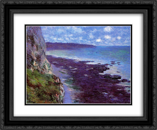 Cliff near Dieppe 24x20 Black Ornate Wood Framed Art Print Poster with Double Matting by Monet, Claude