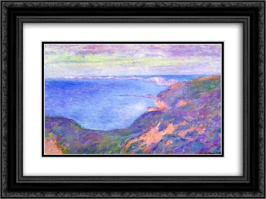 Cliff near Dieppe 2 24x18 Black Ornate Wood Framed Art Print Poster with Double Matting by Monet, Claude