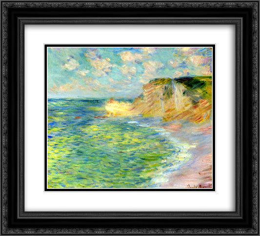 Cliffs at Amont 22x20 Black Ornate Wood Framed Art Print Poster with Double Matting by Monet, Claude