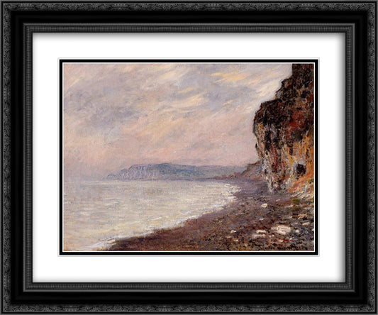 Cliffs at Pourville in the Fog 24x20 Black Ornate Wood Framed Art Print Poster with Double Matting by Monet, Claude