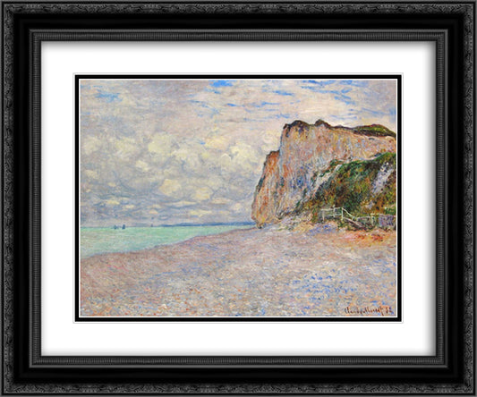 Cliffs near Dieppe 24x20 Black Ornate Wood Framed Art Print Poster with Double Matting by Monet, Claude