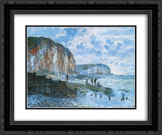 Cliffs of Les Petites-Dalles 24x20 Black Ornate Wood Framed Art Print Poster with Double Matting by Monet, Claude