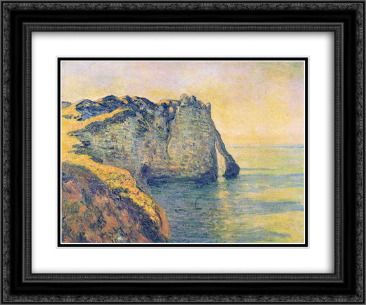 Cliffs of the Porte d'Aval 24x20 Black Ornate Wood Framed Art Print Poster with Double Matting by Monet, Claude
