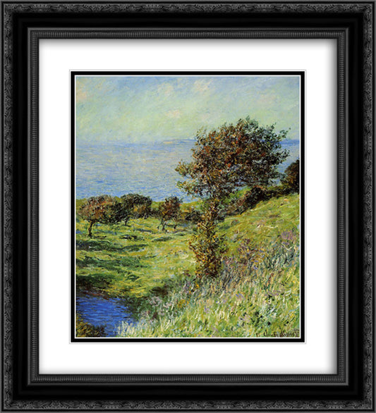 Cliffs of Varengeville, Gust of Wind 20x22 Black Ornate Wood Framed Art Print Poster with Double Matting by Monet, Claude