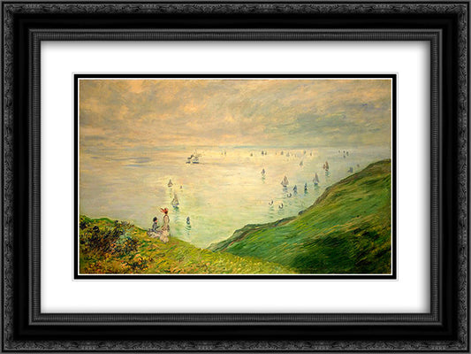 Cliffs Walk at Pourville 24x18 Black Ornate Wood Framed Art Print Poster with Double Matting by Monet, Claude