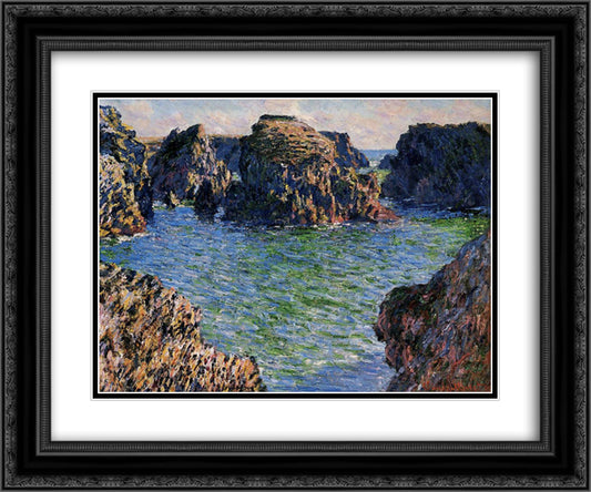 Coming into Port-Goulphar, Belle-Ile 24x20 Black Ornate Wood Framed Art Print Poster with Double Matting by Monet, Claude