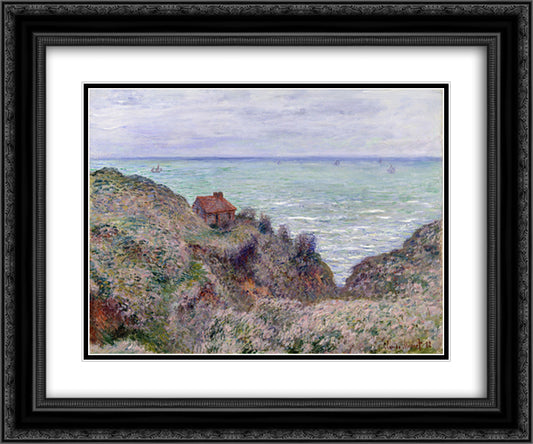 Customs House 24x20 Black Ornate Wood Framed Art Print Poster with Double Matting by Monet, Claude