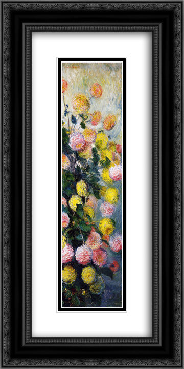 Dahlias 2 12x24 Black Ornate Wood Framed Art Print Poster with Double Matting by Monet, Claude