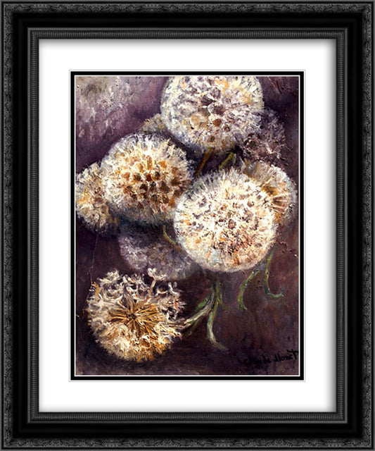 Dandelions 20x24 Black Ornate Wood Framed Art Print Poster with Double Matting by Monet, Claude