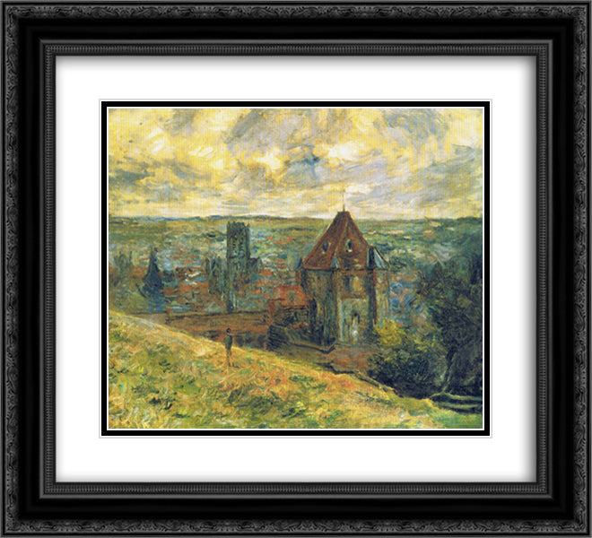 Dieppe 22x20 Black Ornate Wood Framed Art Print Poster with Double Matting by Monet, Claude
