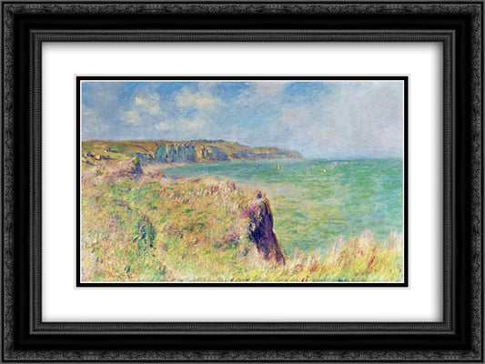 Edge of the Cliff at Pourville 24x18 Black Ornate Wood Framed Art Print Poster with Double Matting by Monet, Claude