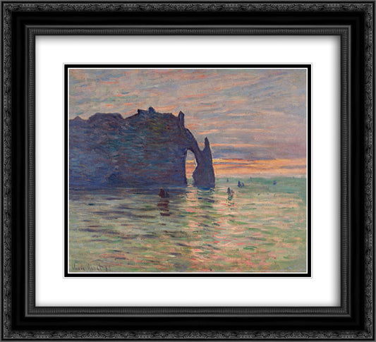 Etretat, Sunset 22x20 Black Ornate Wood Framed Art Print Poster with Double Matting by Monet, Claude