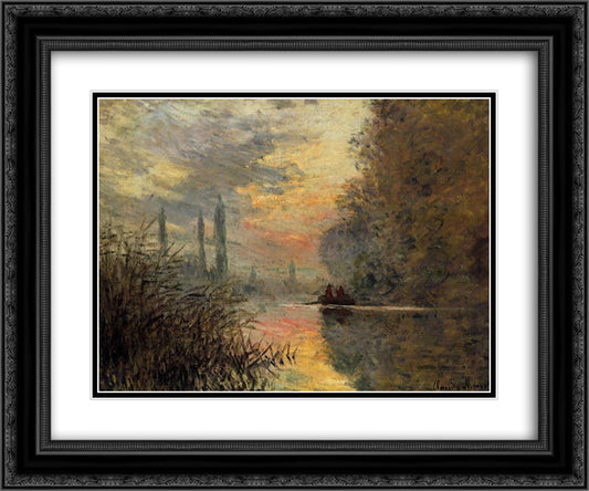 Evening at Argenteuil 24x20 Black Ornate Wood Framed Art Print Poster with Double Matting by Monet, Claude