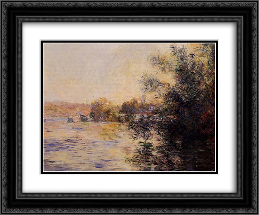 Evening Effect of the Seine 24x20 Black Ornate Wood Framed Art Print Poster with Double Matting by Monet, Claude