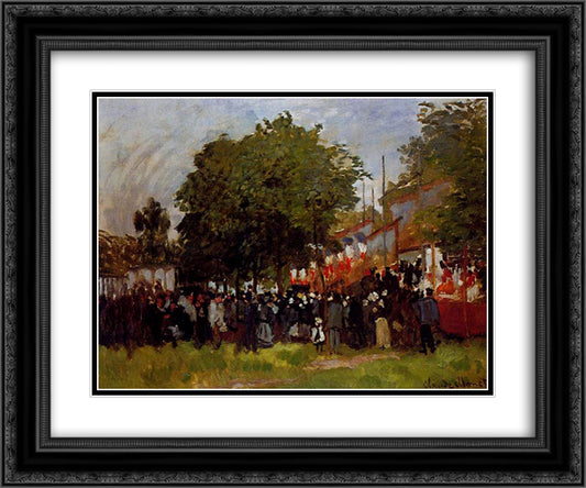 Festival at Argenteuil 24x20 Black Ornate Wood Framed Art Print Poster with Double Matting by Monet, Claude
