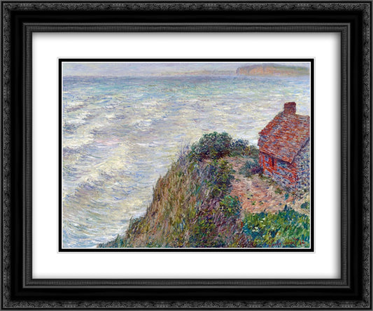 Fisherman`s House in Petit-Ailly 24x20 Black Ornate Wood Framed Art Print Poster with Double Matting by Monet, Claude