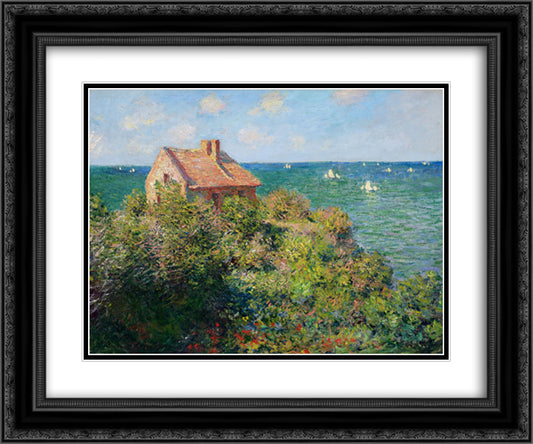 Fisherman's Cottage at Varengeville 24x20 Black Ornate Wood Framed Art Print Poster with Double Matting by Monet, Claude