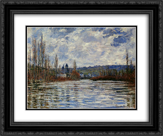 Flood of the Seine at Vetheuil 24x20 Black Ornate Wood Framed Art Print Poster with Double Matting by Monet, Claude