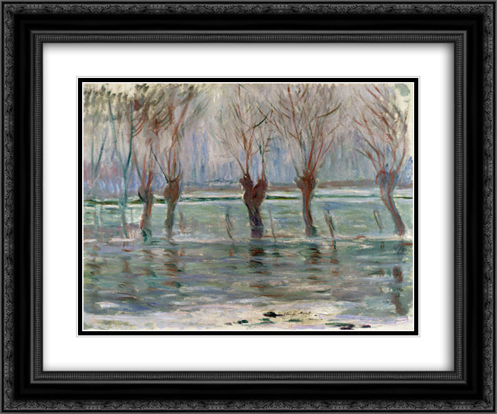 Flood Waters 24x20 Black Ornate Wood Framed Art Print Poster with Double Matting by Monet, Claude