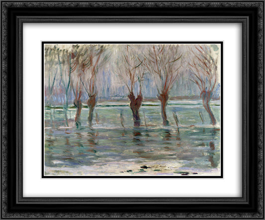 Flood Waters 24x20 Black Ornate Wood Framed Art Print Poster with Double Matting by Monet, Claude