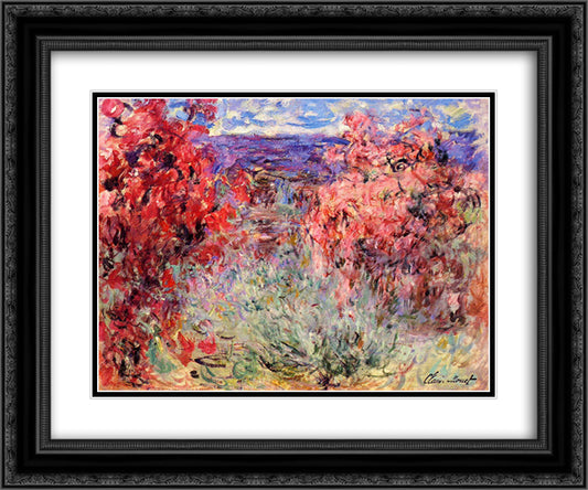 Flowering Trees near the Coast 24x20 Black Ornate Wood Framed Art Print Poster with Double Matting by Monet, Claude