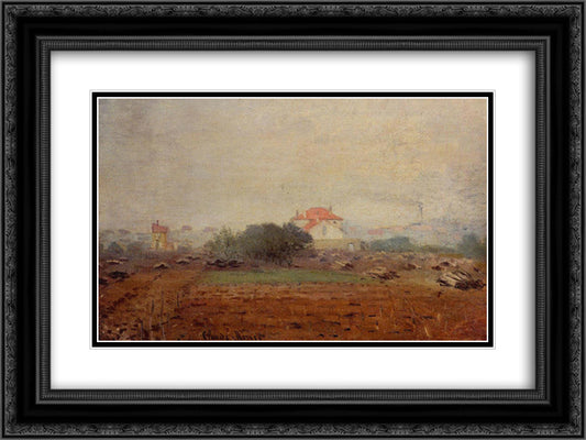 Fog 24x18 Black Ornate Wood Framed Art Print Poster with Double Matting by Monet, Claude