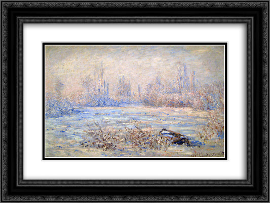 Frost near Vetheuil 24x18 Black Ornate Wood Framed Art Print Poster with Double Matting by Monet, Claude