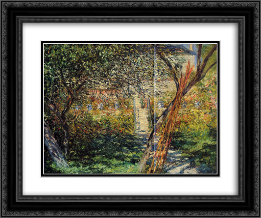 Garden at Vetheuil 24x20 Black Ornate Wood Framed Art Print Poster with Double Matting by Monet, Claude